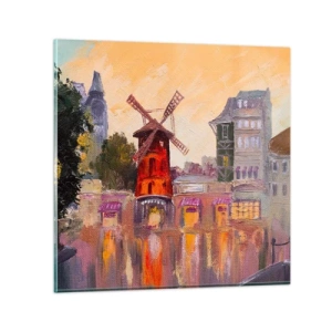 Quadro em vidro - Ícones parisienses – Moulin Rouge - 40x40 cm
