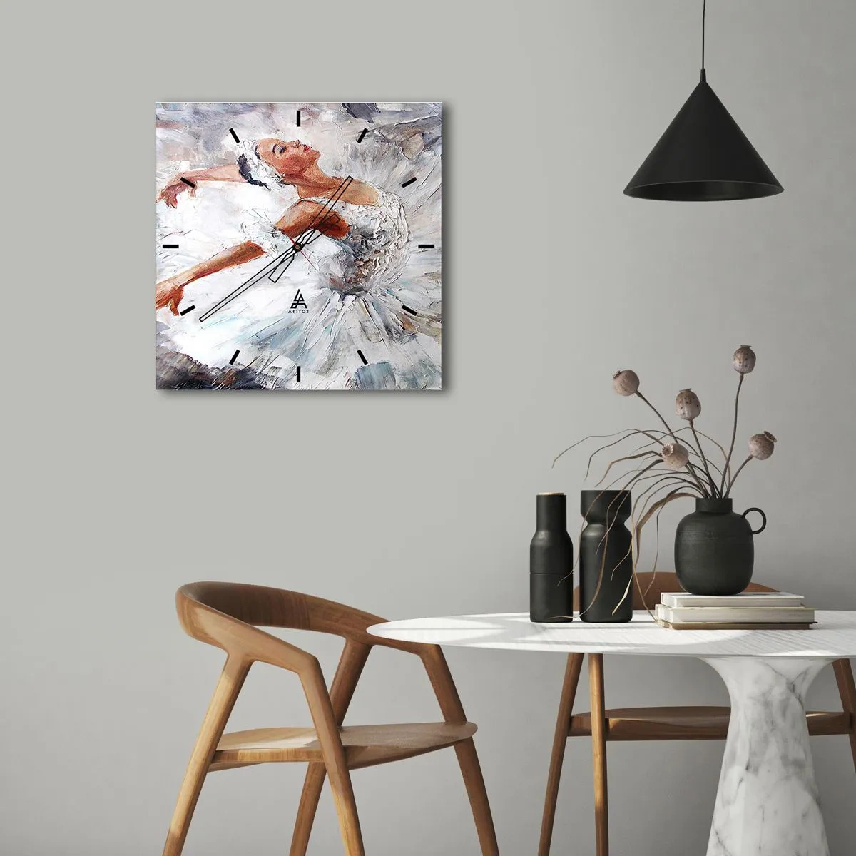 Relógio de parede - Relógio em vidro - Delicado e leve como tule - 40x40 cm