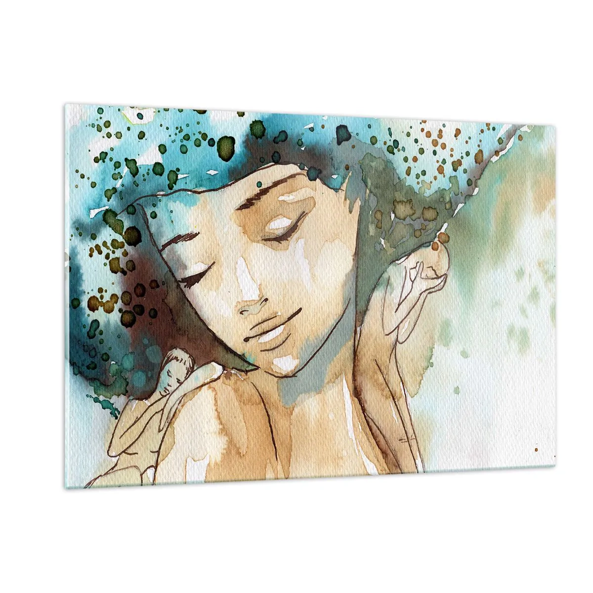 Quadro em vidro - Dama em azul - 120x80 cm