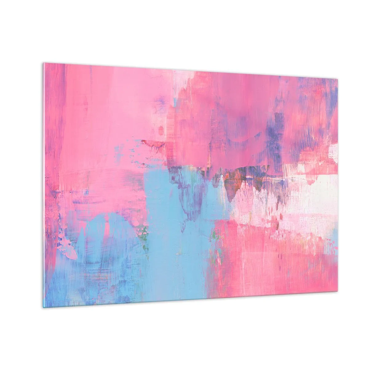 Quadro em vidro - Rosa, azul e uma pitada de luz - 100x70 cm