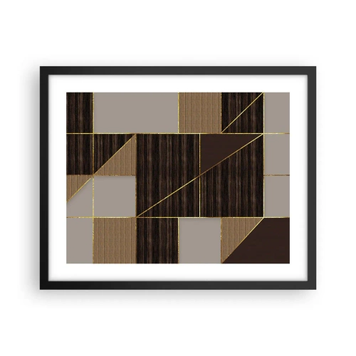 Pôster com moldura preta - Mosaico de bronzes e ouro - 50x40 cm