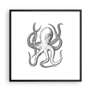 Pôster com moldura preta - Dançando com as ondas - 60x60 cm