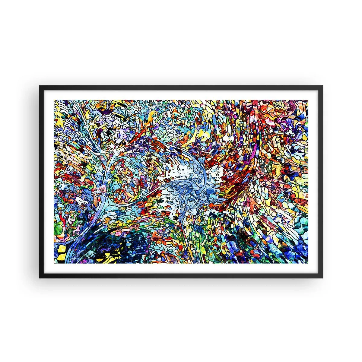 Pôster com moldura preta - Vitrais gotejantes - 91x61 cm