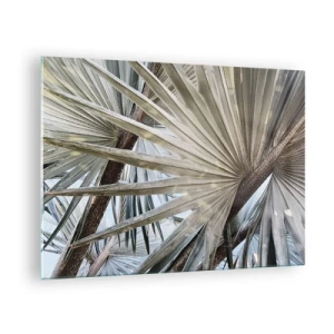 Quadro em vidro - Folhas de palmeira sob a luz do dia - 70x50cm - Leques nos trópicos - Decoração de parede moderna para a sala de estar e quarto ARTTOR