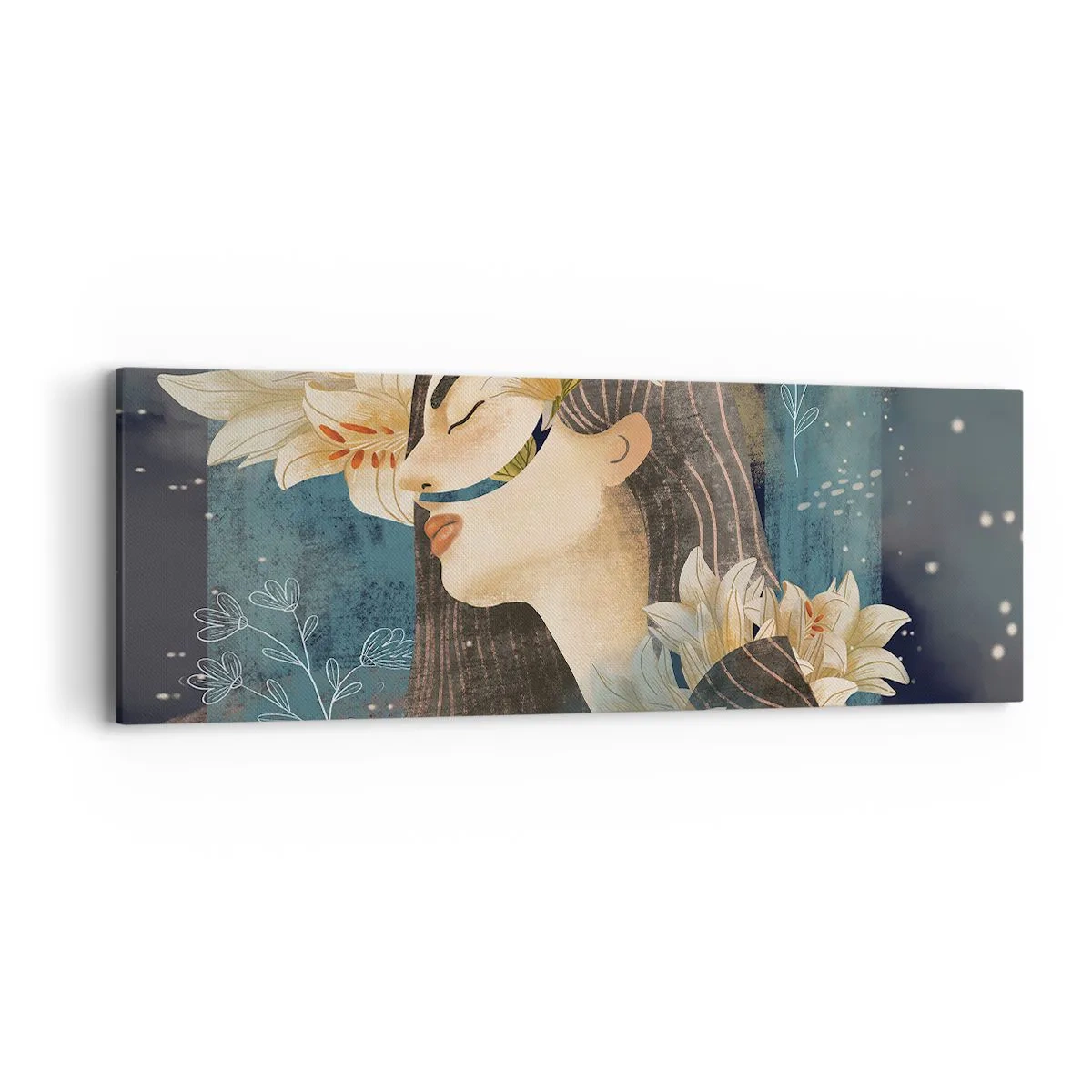 Quadro em tela - O conto da princesa com lírios - 90x30 cm