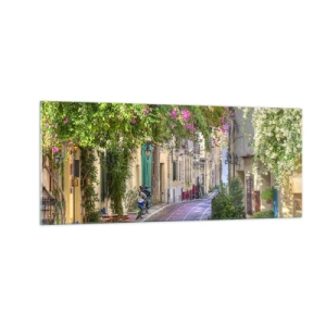 Quadro em vidro - Beco florido - 100x40 cm