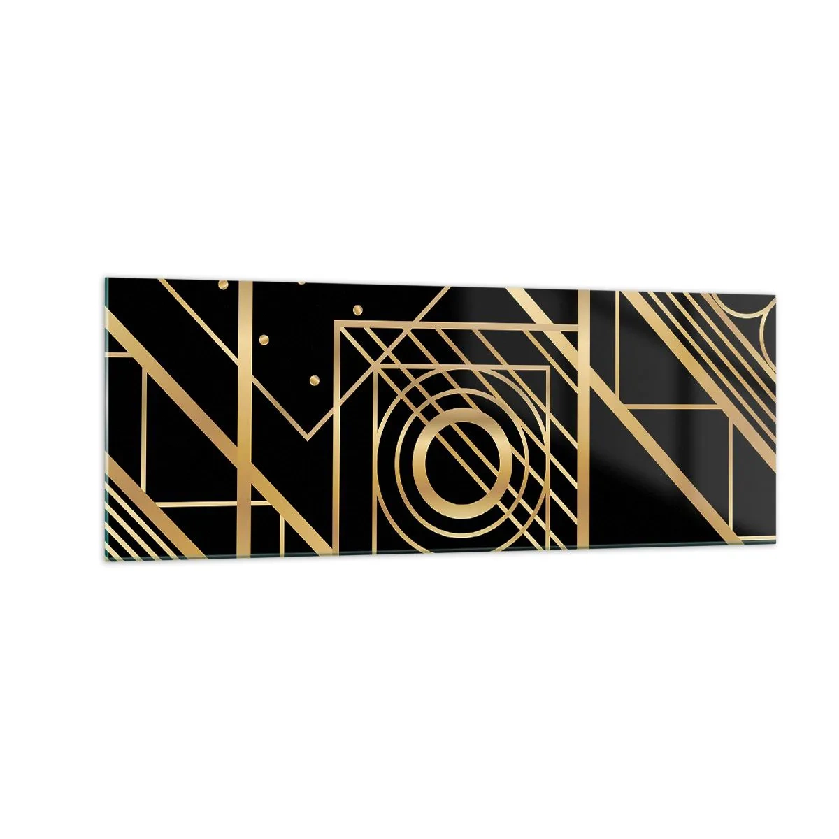 Quadro em vidro - Geometria dourada - 140x50 cm