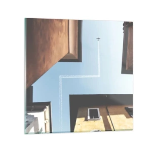 Quadro em vidro - Acima do labirinto da cidade - 50x50 cm