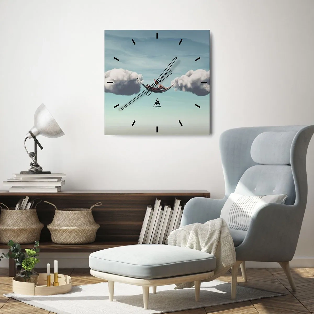 Relógio de parede - Relógio em vidro - A felicidade do momento - 40x40 cm