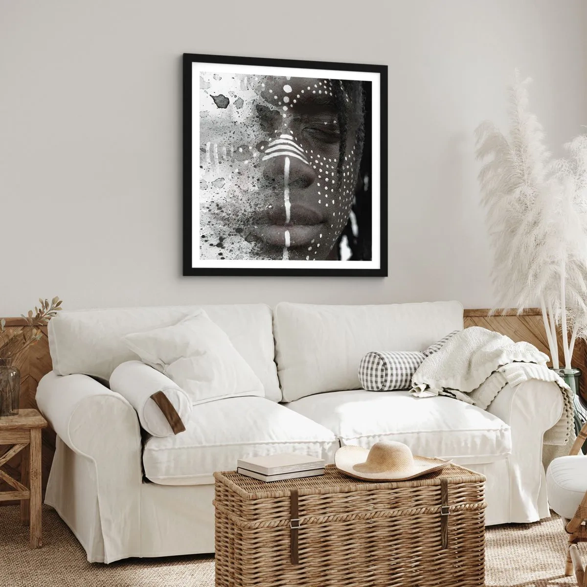 Pôster com moldura preta - Descubra o espírito primordial - 50x50 cm