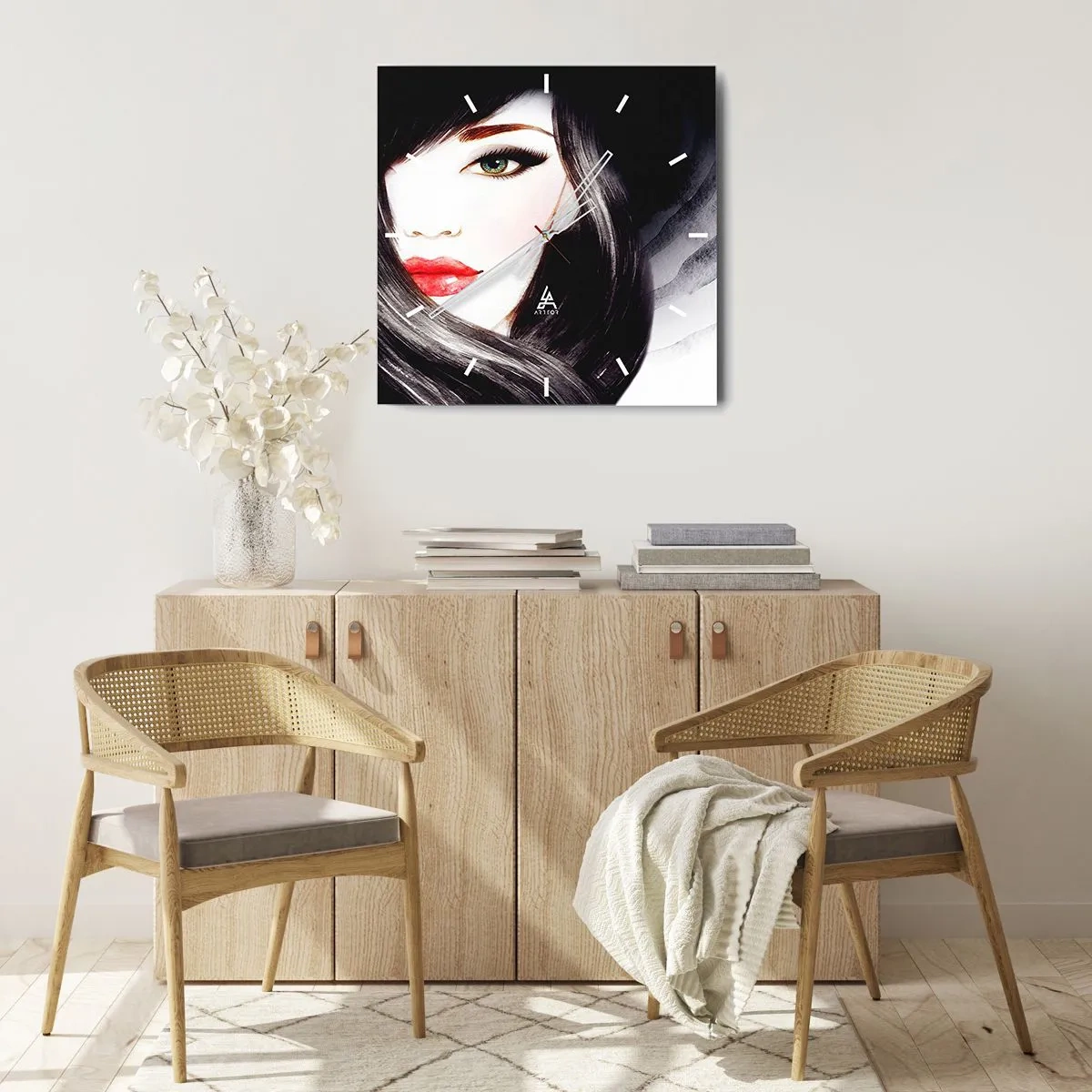 Relógio de parede - Relógio em vidro - Olhar de safira - 40x40 cm