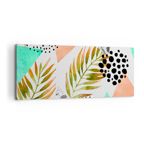 Quadro em tela - Decoração em folha de palmeira - 100x40 cm