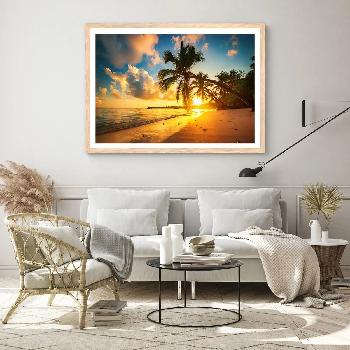 Pôster com moldura de carvalho claro - Um sonho caribenho - 91x61 cm