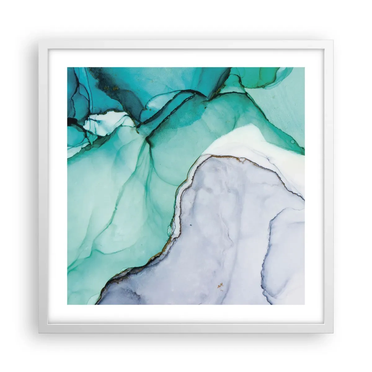 Pôster em moldura branca - Estudo em turquesa - 50x50 cm