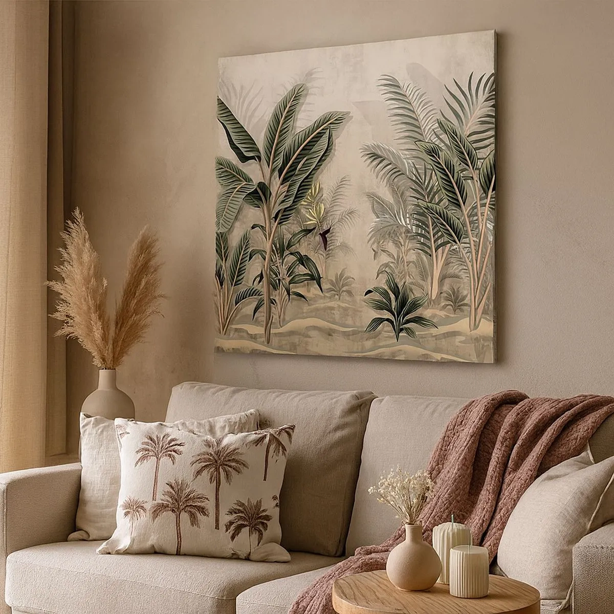 Quadro em tela - Gravura em estilo colonial - 30x30 cm