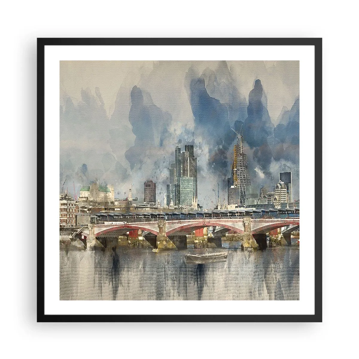 Pôster com moldura preta - Londres em toda a sua glória - 60x60 cm
