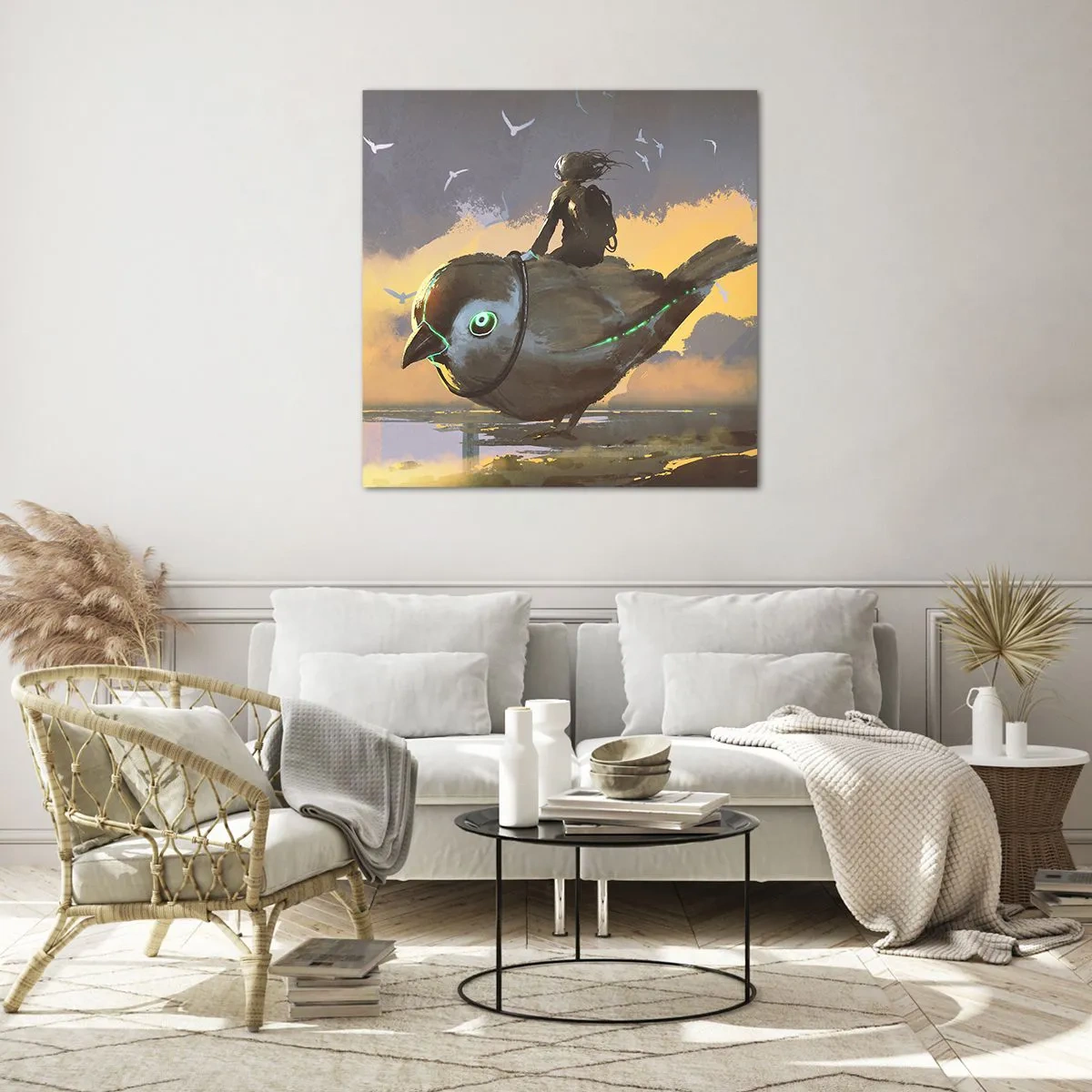 Quadro em vidro - Uma parada numa viagem fantástica - 30x30 cm