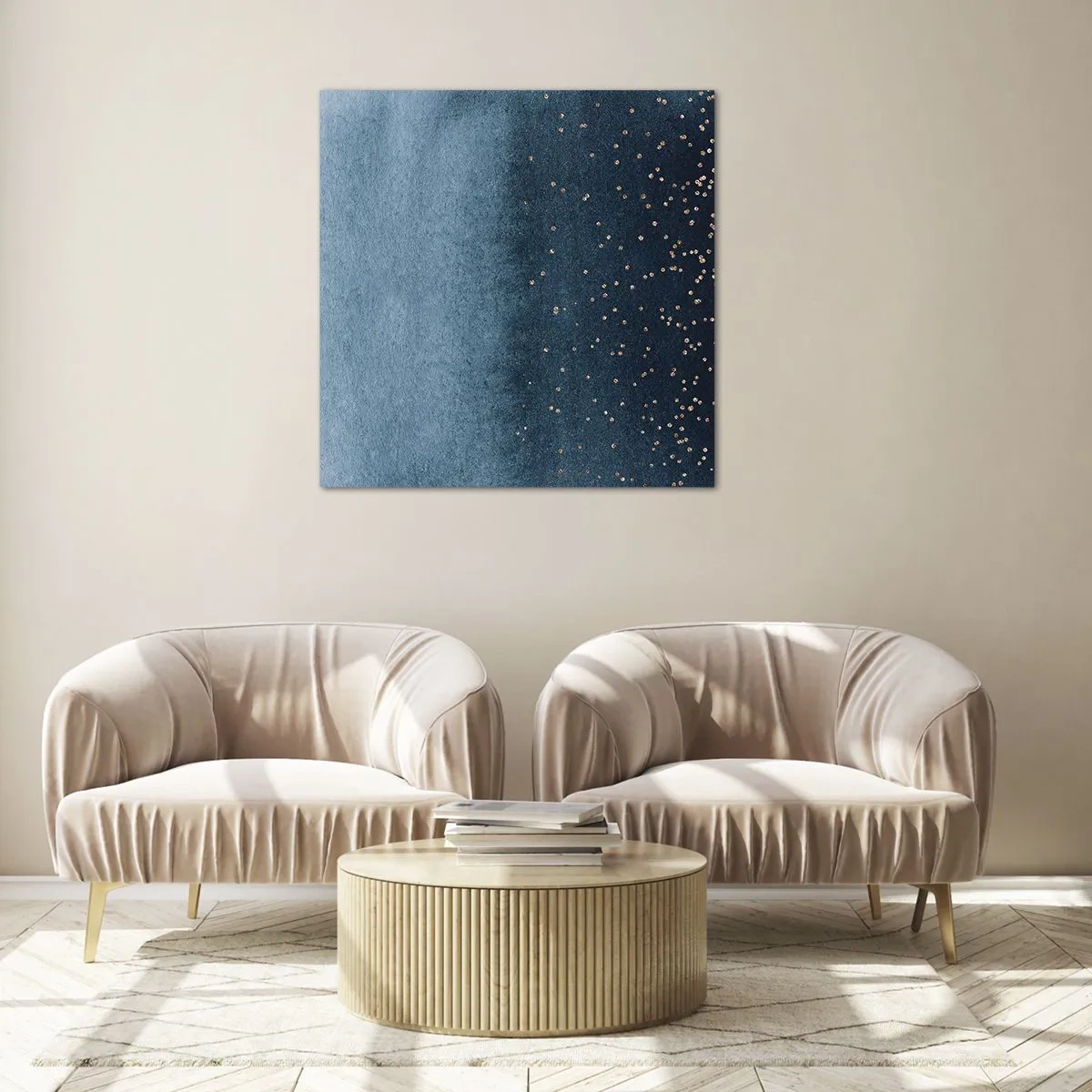 Quadro em vidro - Composição – fases azuis - 40x40 cm