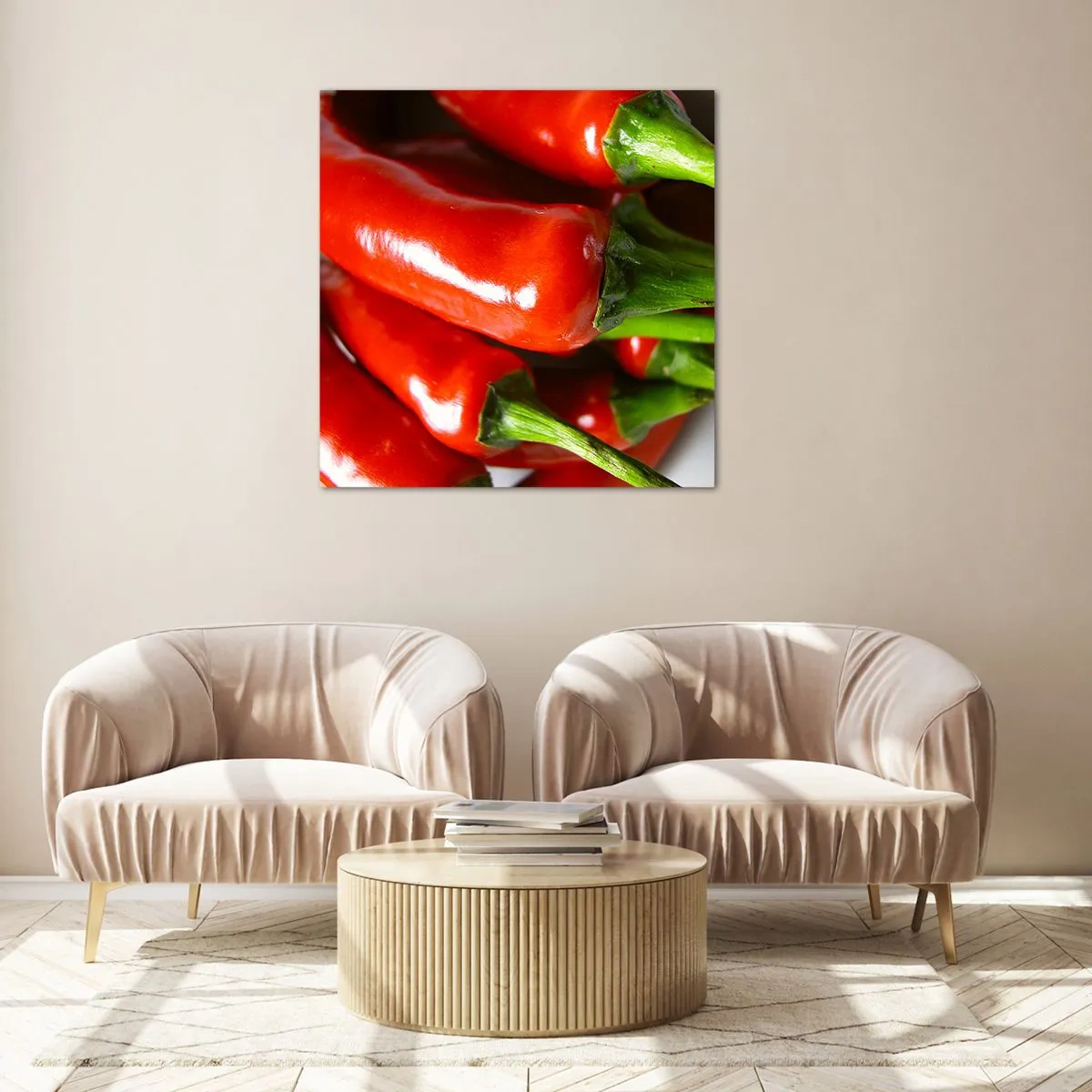 Quadro em vidro - Suculento, brilhante, liso - 70x70 cm