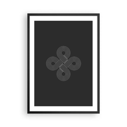 Pôster com moldura preta - Símbolo geométrico em fundo preto - 50x70cm - No espírito celta - Decoração de parede moderna para a sala de estar e quarto ARTTOR