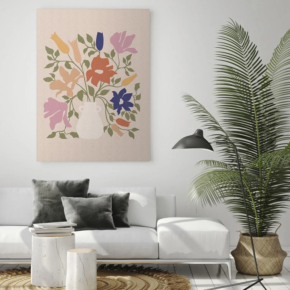 Quadro em vidro - Buquê delicado - 80x120 cm