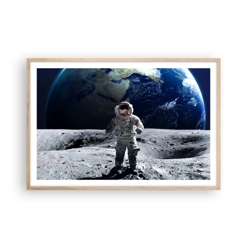 Pôster com moldura de carvalho claro - Saudações da Lua - 91x61 cm