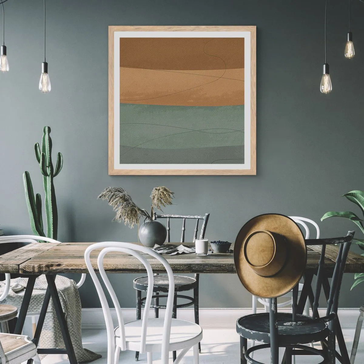 Pôster com moldura de carvalho claro - Composição horizontal - 60x60 cm