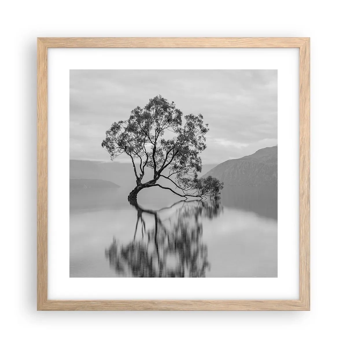 Pôster com moldura de carvalho claro - Existe um país assim - 40x40 cm