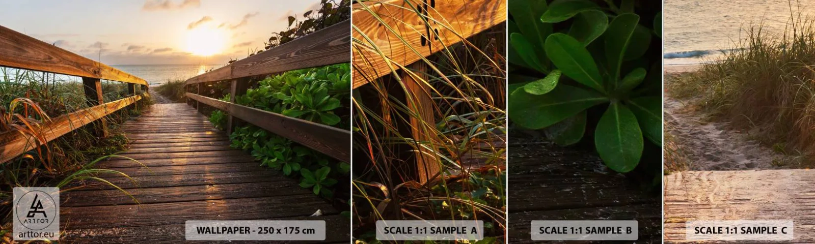 Amostra de Papel de Parede Standard Eco - Direto para a costa - Paisagem, Mar, Ponte de madeira - 100x30 cm