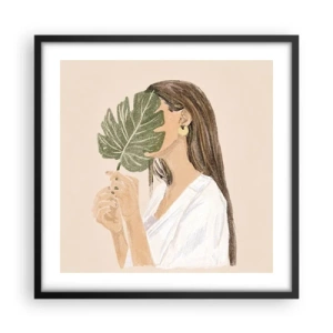 Pôster com moldura preta - Retrato misterioso com uma adepta - 50x50 cm