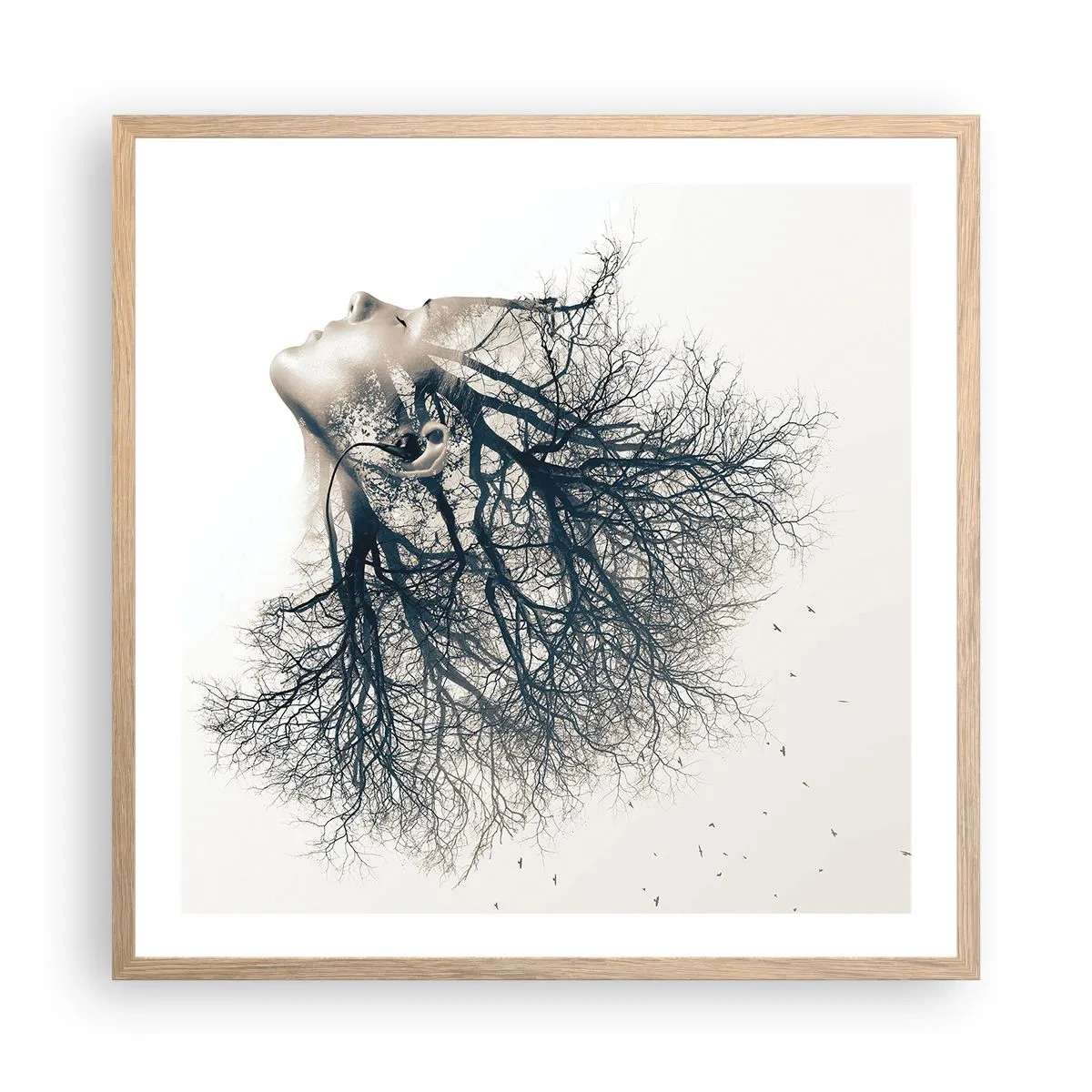 Pôster com moldura de carvalho claro - Ouvir o sussurro da árvore - 60x60 cm