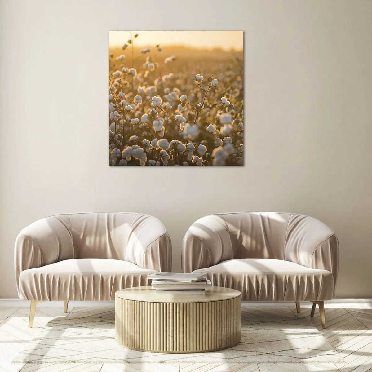 Quadro em vidro - Campo macio - 60x60 cm