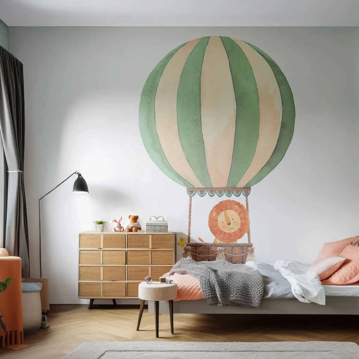 Papel de Parede Standard Eco - As viagens de Leon - Balão, Leão, Infantil - 400x280 cm