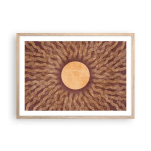 Pôster com moldura de carvalho claro - Ícone do sol - 70x50 cm