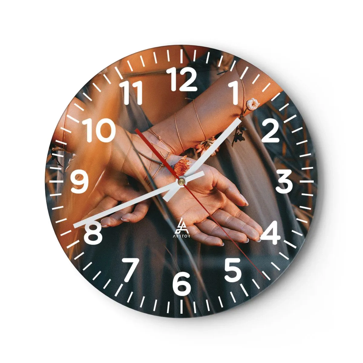 Relógio de parede - Relógio em vidro - Ligada à natureza - 30x30 cm