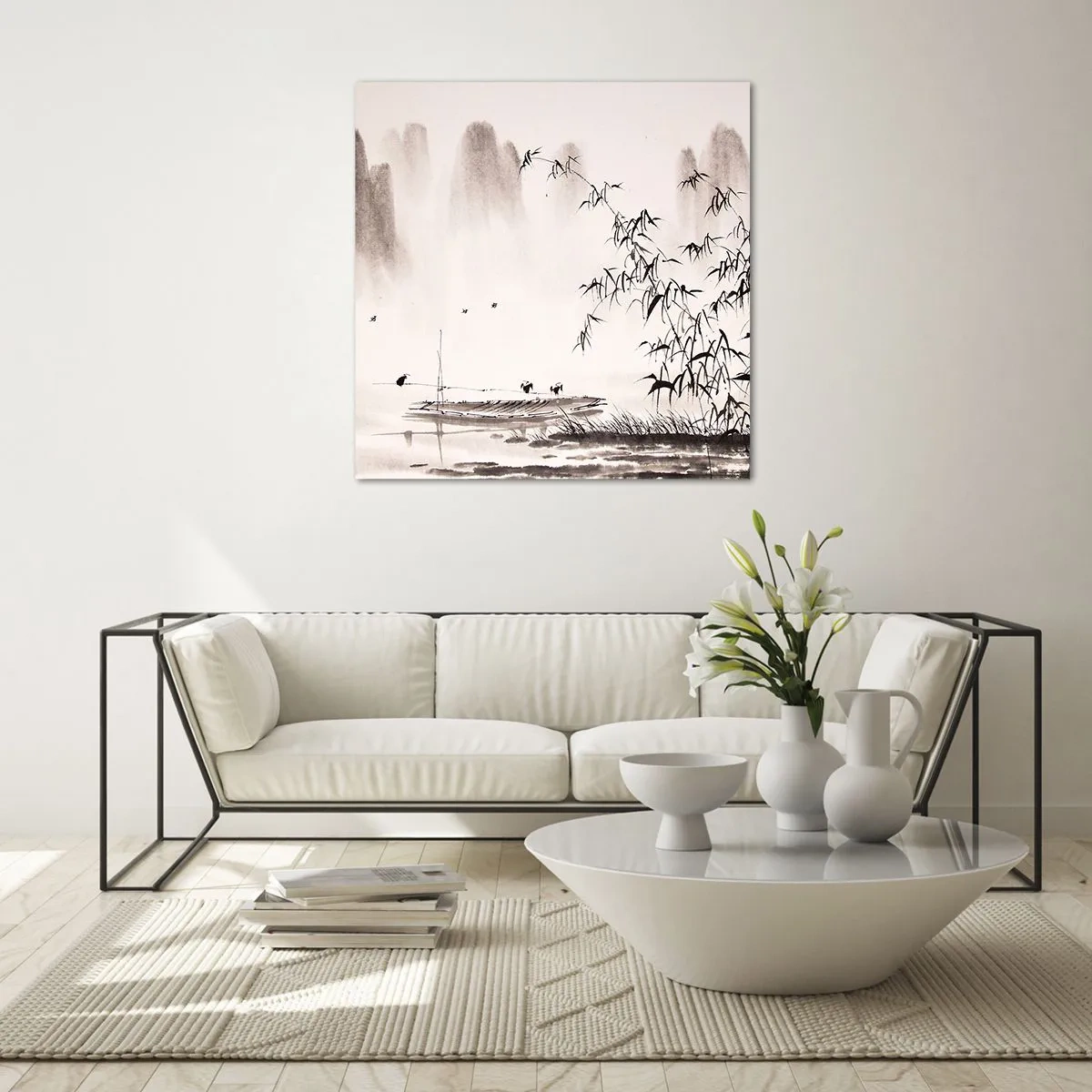 Quadro em vidro - O silêncio dos campos de arroz - 50x50 cm