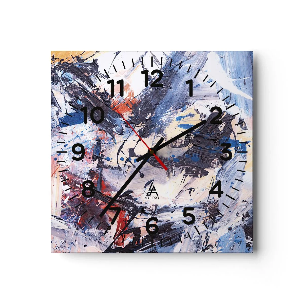 Relógio de parede - Relógio em vidro - Dança louca da abstração - 30x30 cm