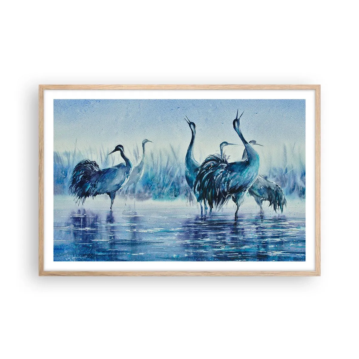 Pôster com moldura de carvalho claro - Reunião matinal - 91x61 cm