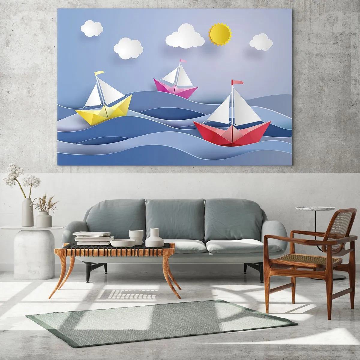Quadro em vidro - Oh, como é agradável balançar entre as ondas - 120x80 cm
