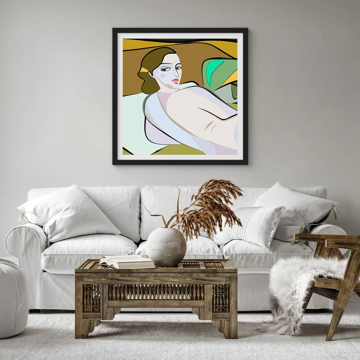 Pôster com moldura preta - Retrato íntimo - 60x60 cm