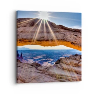 Quadro em tela - Através do portão de pedra - 30x30 cm