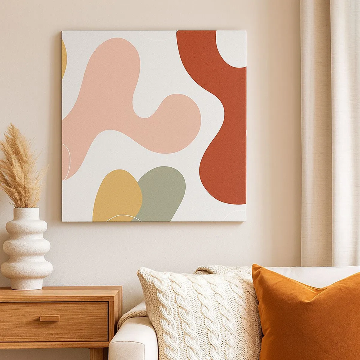 Quadro em tela - Ziguezagues ornamentais - 30x30 cm