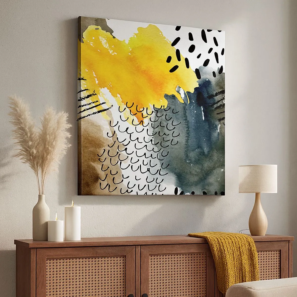 Quadro em tela - Reunião dos elementos da natureza - 30x30 cm