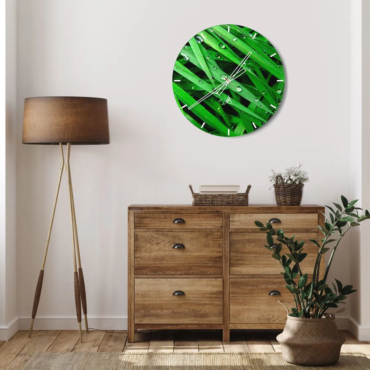 Relógio de parede - Relógio em vidro - Jogue no verde - 40x40 cm
