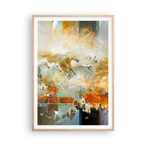 Pôster com moldura de carvalho claro - A galope através da luz - 70x100 cm
