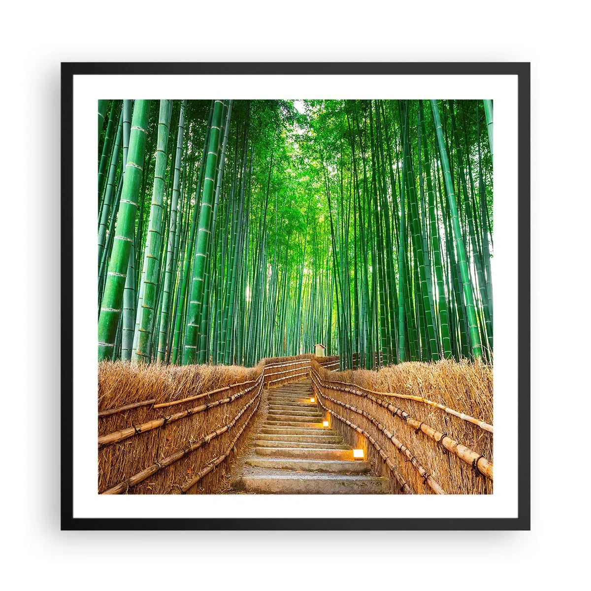 Pôster com moldura preta - A essência da natureza asiática - 60x60 cm
