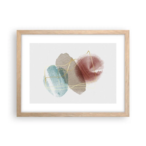 Pôster com moldura de carvalho claro - Corais espaciais - 40x30 cm