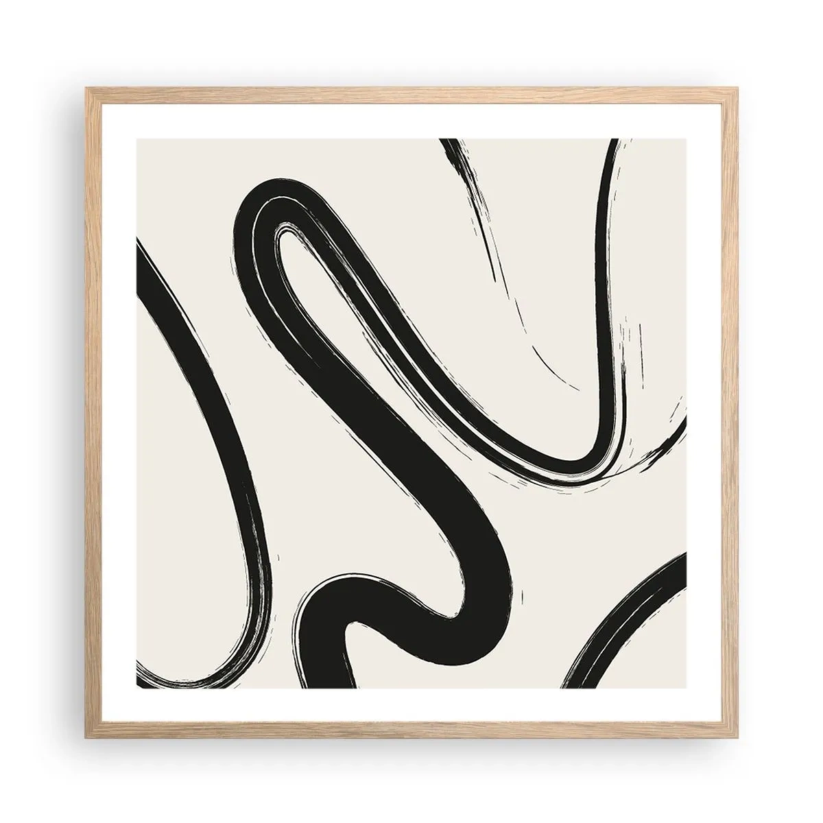 Pôster com moldura de carvalho claro - Capricho preto e branco - 60x60 cm