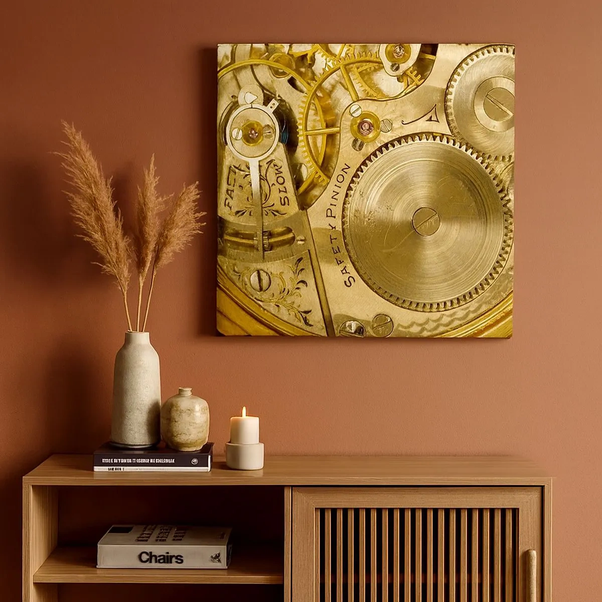 Quadro em tela - Mova-se com o tempo - 30x30 cm