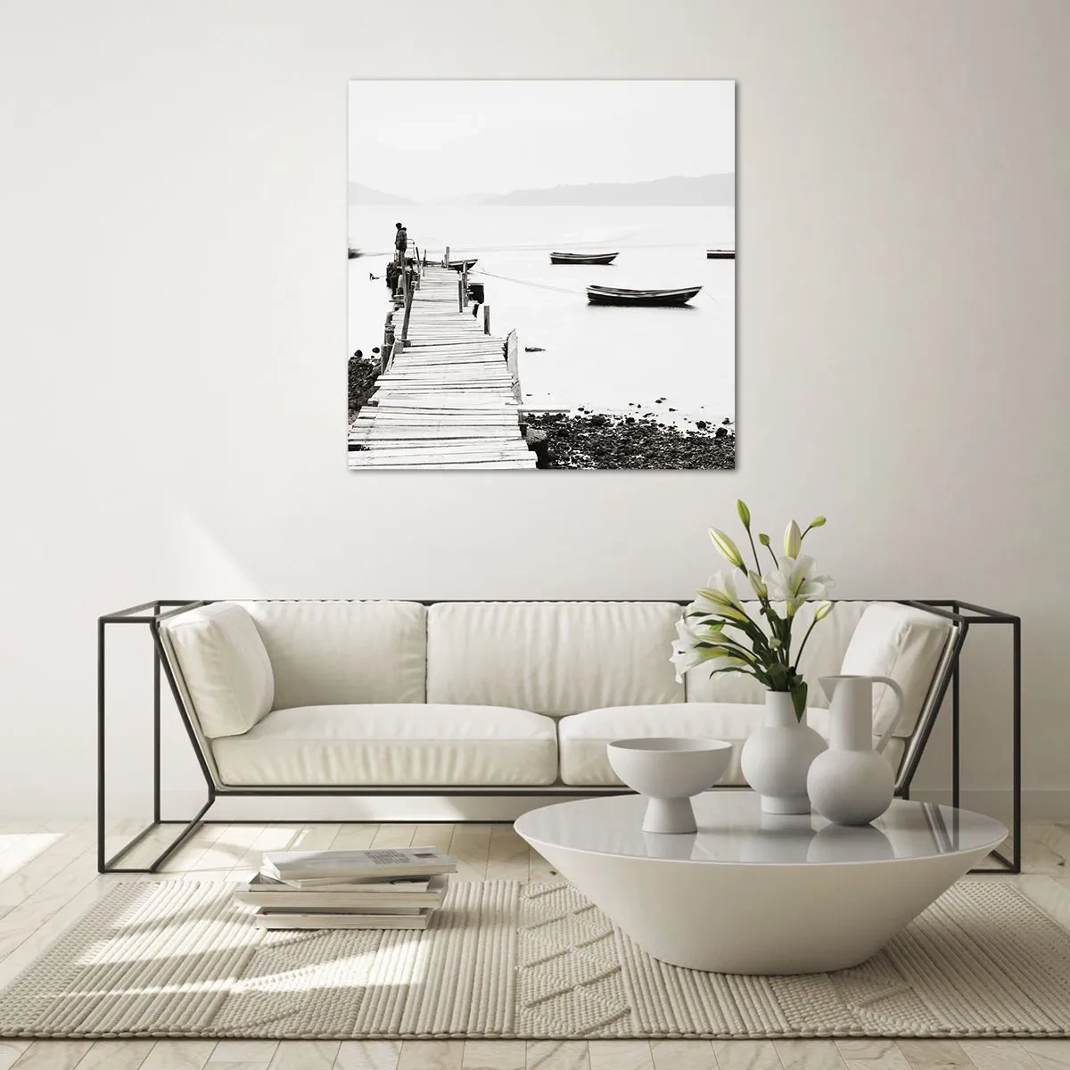 Quadro em vidro - Sobre água calma e límpida - 40x40 cm